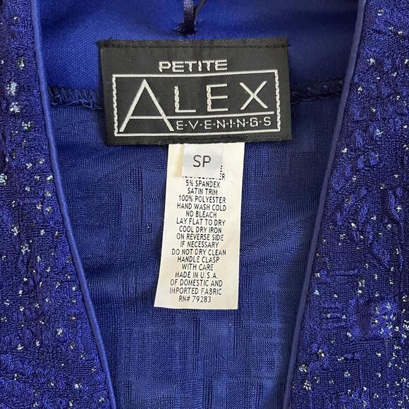 Alex Evenings Vintage 80s Women's Blue Sparkle Jacket & Tank Set, Size S Petite - Picture 6 of 7